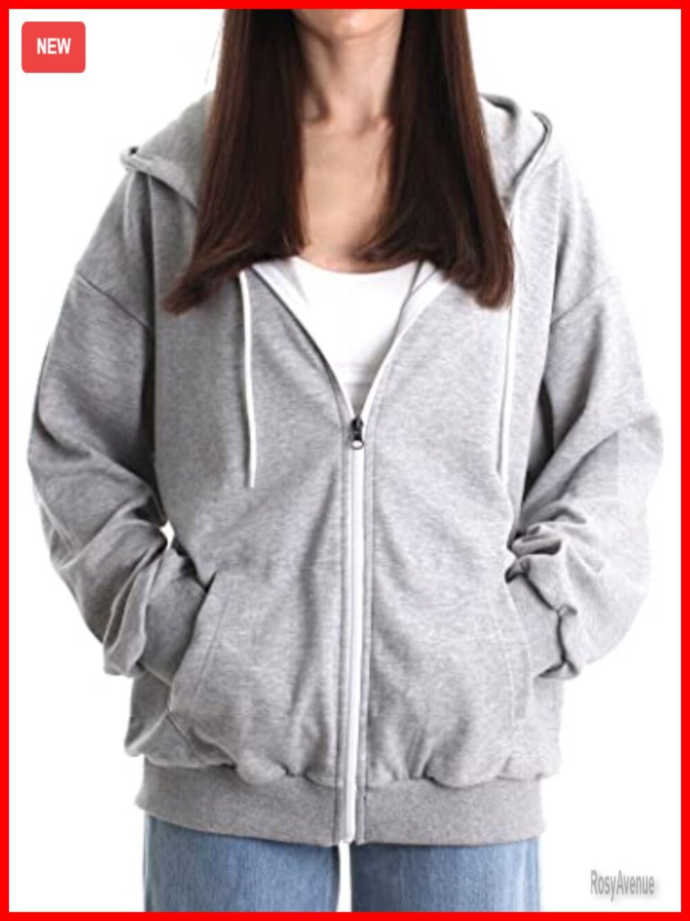 Oversized Zip Up Hoodie Lightweight Cotton Poly Drop Shoulder Sweatshirt Jacket